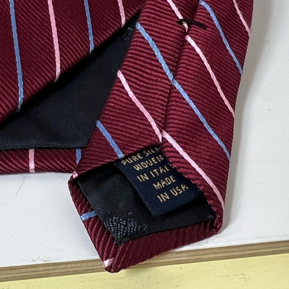 Brooks Brothers Stain Resistant Elegant Striped Tie in Burgundy and Blue - Picture 8 of 10